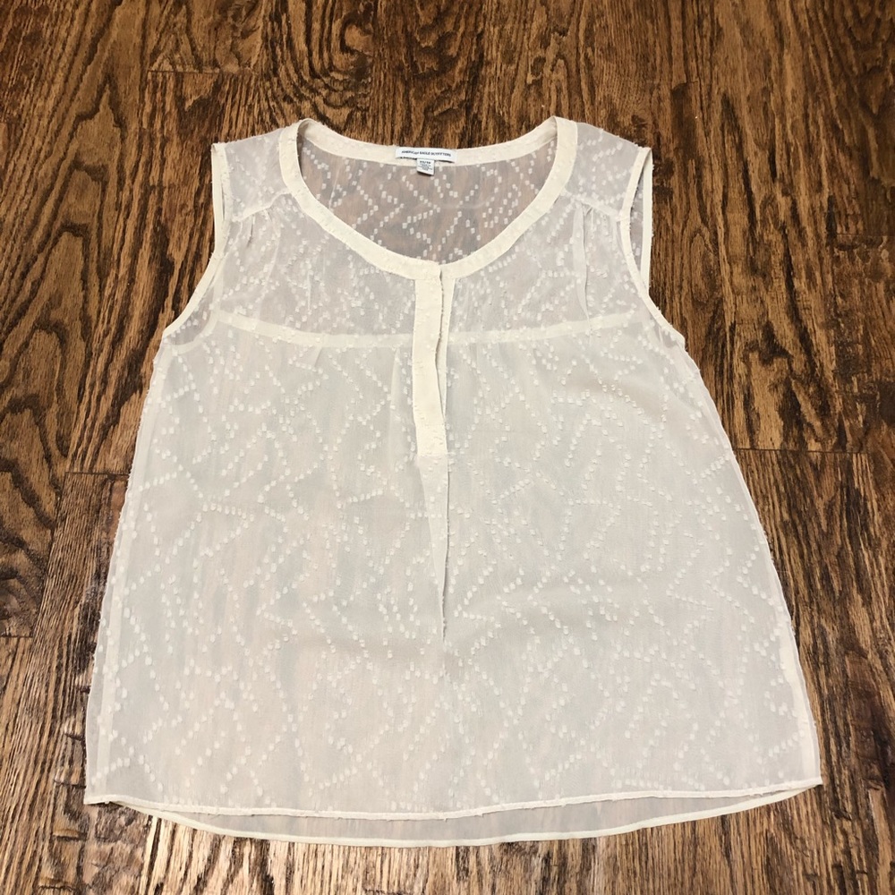Cream Mesh Tank Top